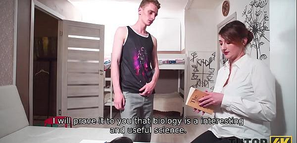 TUTOR4K. Angry student manages to seduce and fuck his strict mature tutor